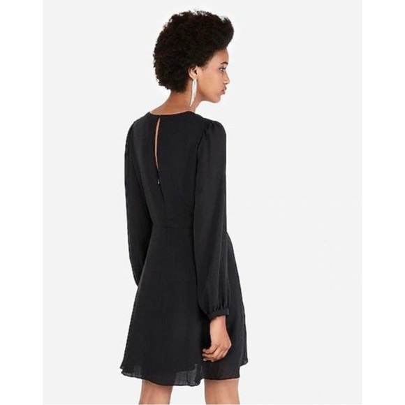 EXPRESS Long Sleeve Surplice Fit And Flare Dress - Picture 10 of 16